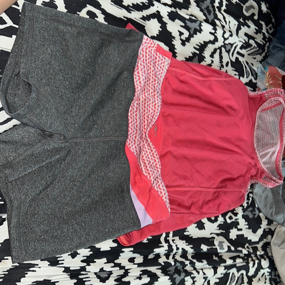 Two piece workout shorts/tang top